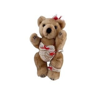 Vtg Fredricks Of Hollywood Plush Teddy Bear Act Lace Outfit Red Bow Jointed a